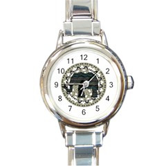 Ornate mandala elephant  Round Italian Charm Watch