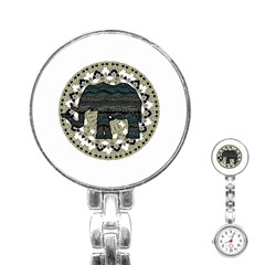 Ornate mandala elephant  Stainless Steel Nurses Watch