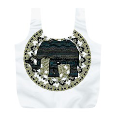 Ornate mandala elephant  Full Print Recycle Bags (L) 