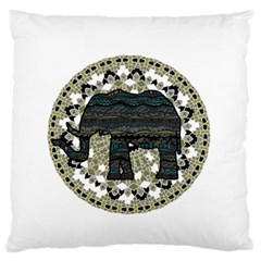 Ornate Mandala Elephant  Large Flano Cushion Case (two Sides) by Valentinaart