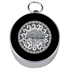 Ornate Mandala Elephant  Silver Compasses