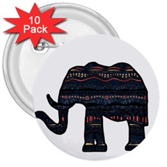 Ornate Mandala Elephant  3  Buttons (10 Pack)  by Valentinaart