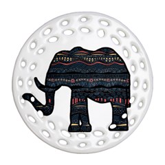 Ornate Mandala Elephant  Ornament (round Filigree) by Valentinaart