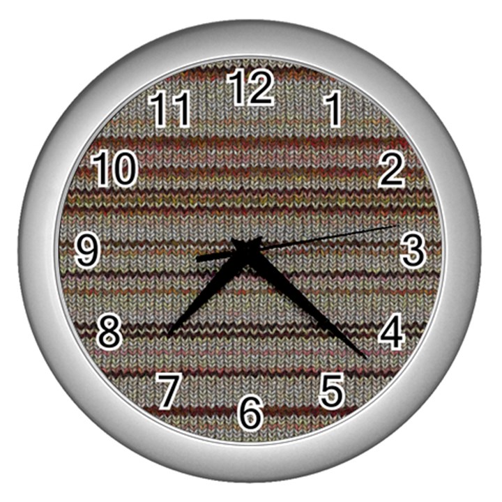 Stripy Knitted Wool Fabric Texture Wall Clocks (Silver) 