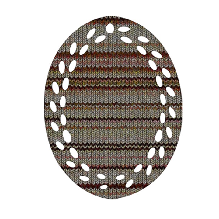 Stripy Knitted Wool Fabric Texture Ornament (Oval Filigree)