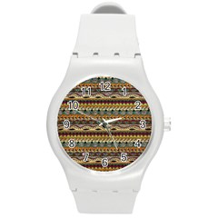 Aztec Pattern Round Plastic Sport Watch (m) by BangZart