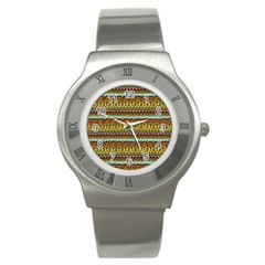 Bohemian Fabric Pattern Stainless Steel Watch by BangZart