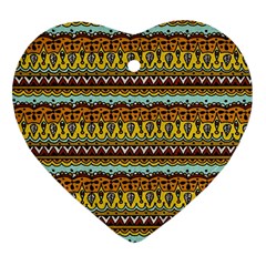 Bohemian Fabric Pattern Heart Ornament (two Sides) by BangZart