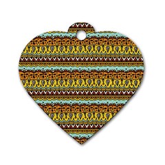 Bohemian Fabric Pattern Dog Tag Heart (two Sides) by BangZart