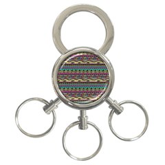 Aztec Pattern Cool Colors 3-ring Key Chains by BangZart