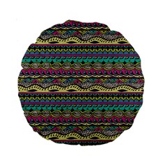 Aztec Pattern Cool Colors Standard 15  Premium Round Cushions