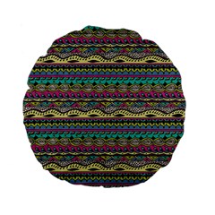 Aztec Pattern Cool Colors Standard 15  Premium Flano Round Cushions