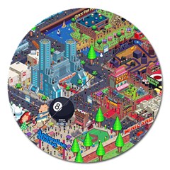 Pixel Art City Magnet 5  (round) by BangZart