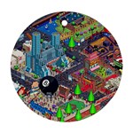 Pixel Art City Round Ornament (Two Sides) Front