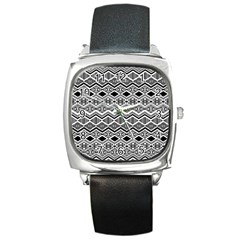 Aztec Design  Pattern Square Metal Watch