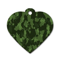 Camouflage Green Army Texture Dog Tag Heart (one Side) by BangZart