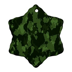 Camouflage Green Army Texture Snowflake Ornament (two Sides) by BangZart