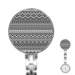 Aztec Pattern Design Stainless Steel Nurses Watch Front