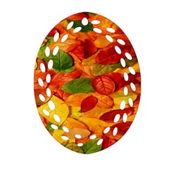 Leaves Texture Oval Filigree Ornament (two Sides) by BangZart