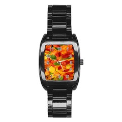 Leaves Texture Stainless Steel Barrel Watch