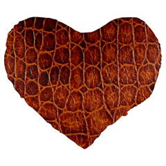 Crocodile Skin Texture Large 19  Premium Flano Heart Shape Cushions