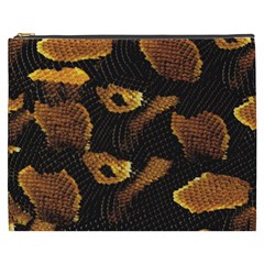 Gold Snake Skin Cosmetic Bag (xxxl)  by BangZart