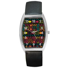 Bohemian Patterns Tribal Barrel Style Metal Watch