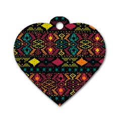 Bohemian Patterns Tribal Dog Tag Heart (one Side)