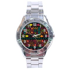 Bohemian Patterns Tribal Stainless Steel Analogue Watch