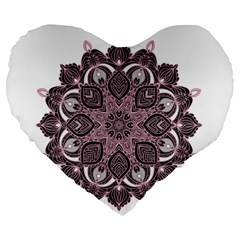 Ornate Mandala Large 19  Premium Flano Heart Shape Cushions by Valentinaart