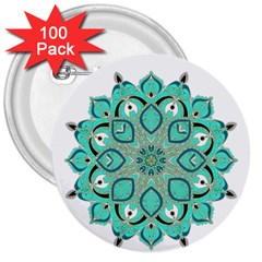 Ornate mandala 3  Buttons (100 pack) 