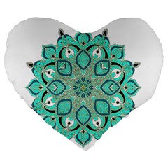 Ornate mandala Large 19  Premium Flano Heart Shape Cushions