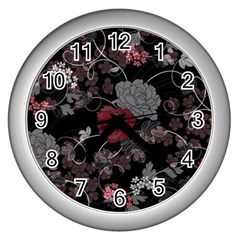 Sakura Rose Wall Clocks (silver) 