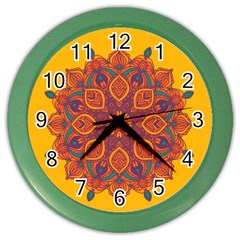 Ornate Mandala Color Wall Clocks by Valentinaart