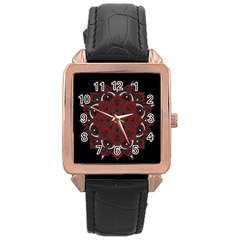 Ornate Mandala Rose Gold Leather Watch  by Valentinaart