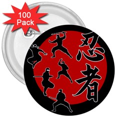 Ninja 3  Buttons (100 Pack)  by Valentinaart