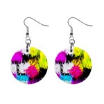 Colorful blurry paint strokes                         1  Button Earrings Front