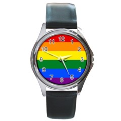 Pride Rainbow Flag Round Metal Watch by Valentinaart