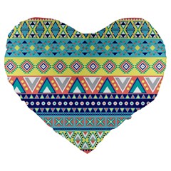 Tribal Print Large 19  Premium Heart Shape Cushions