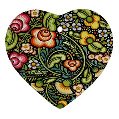 Bohemia Floral Pattern Ornament (heart) by BangZart