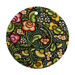 Bohemia Floral Pattern Round Ornament (two Sides) by BangZart