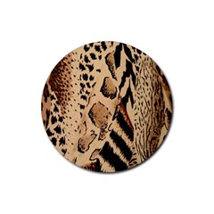 Animal Fabric Patterns Rubber Round Coaster (4 Pack)  by BangZart