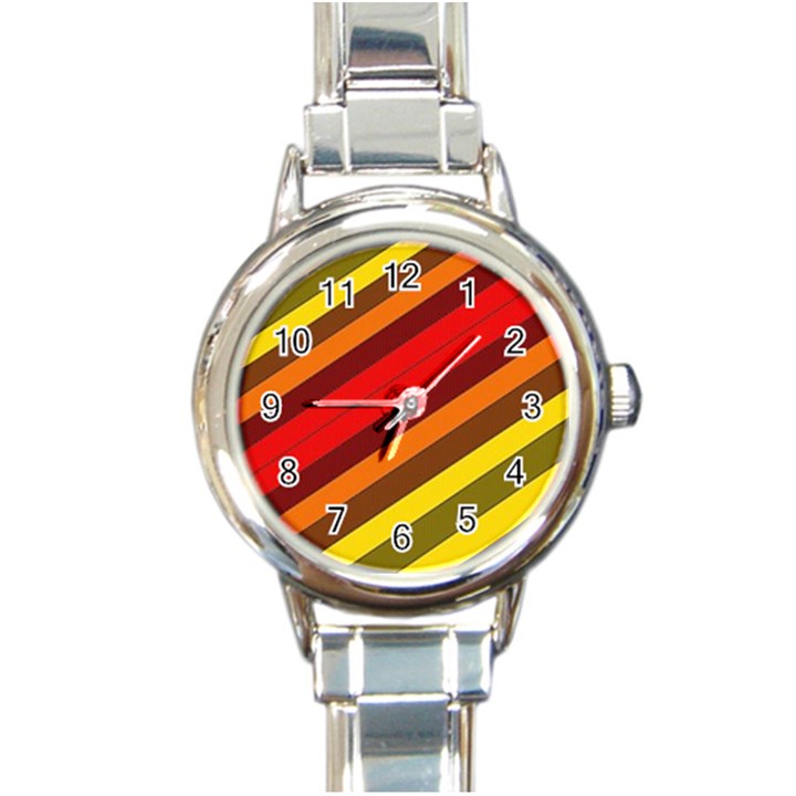 Abstract Bright Stripes Round Italian Charm Watch