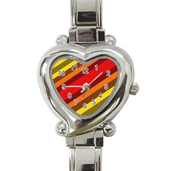 Abstract Bright Stripes Heart Italian Charm Watch by BangZart