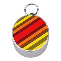 Abstract Bright Stripes Mini Silver Compasses