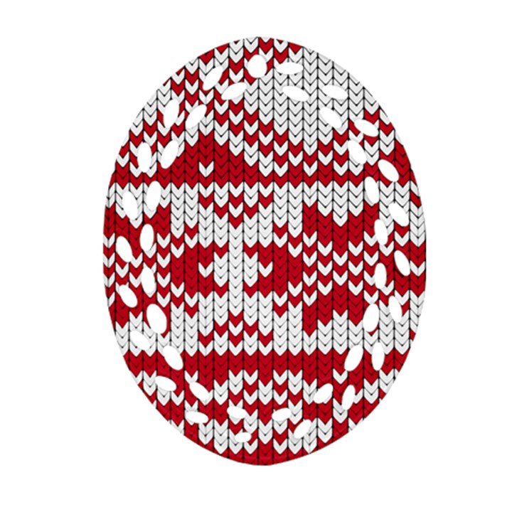 Crimson Knitting Pattern Background Vector Oval Filigree Ornament (Two Sides)