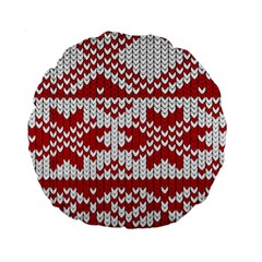 Crimson Knitting Pattern Background Vector Standard 15  Premium Round Cushions