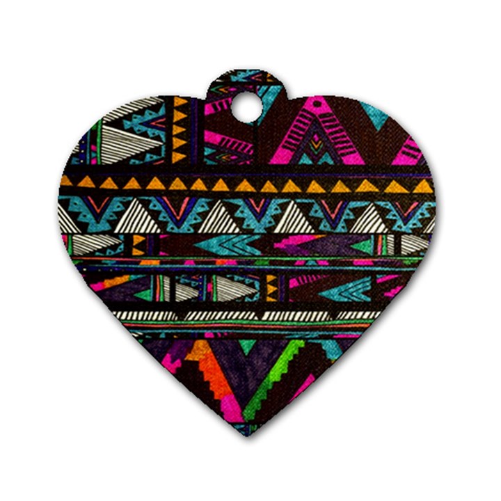 Cute Hipster Elephant Backgrounds Dog Tag Heart (Two Sides)