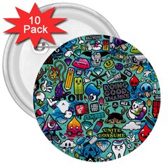 Comics 3  Buttons (10 Pack)  by BangZart