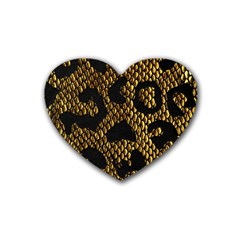 Metallic Snake Skin Pattern Heart Coaster (4 Pack)  by BangZart
